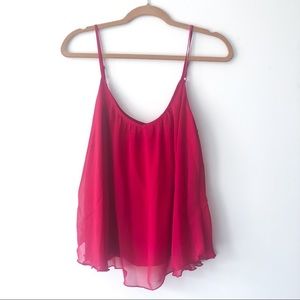Express Pink Adjustable Strap Loose Ruffle Tank